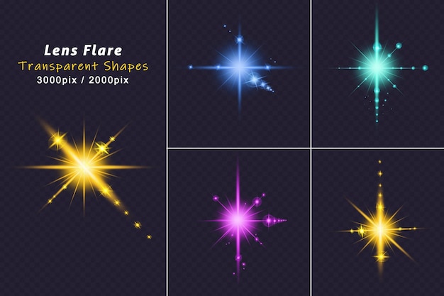 Collection de flare de lentilles colorées