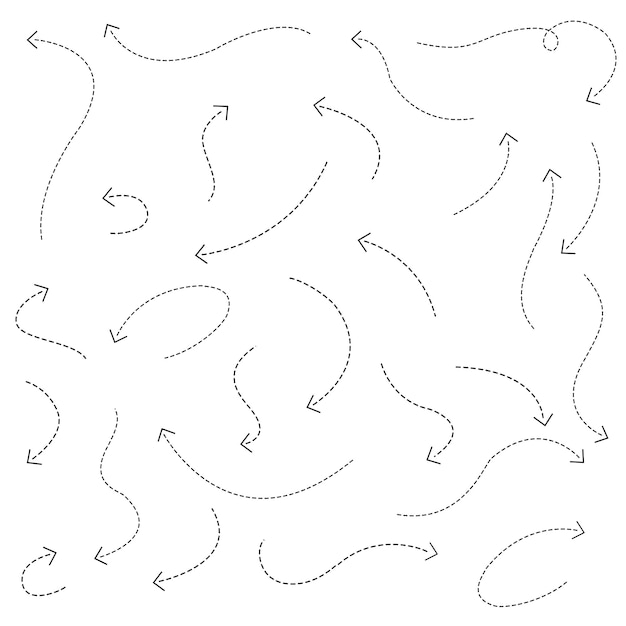 Une collection de flèches avec une ligne dessinée dessus