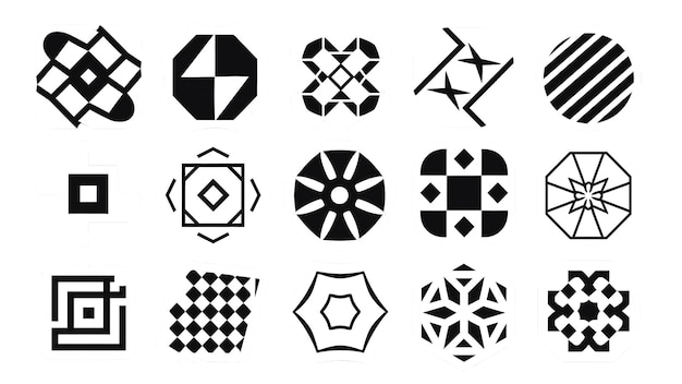 Collection de formes géométriques abstraites en noir et blanc