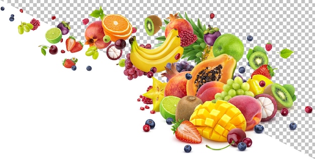 Collection de fruits et de baies tombant