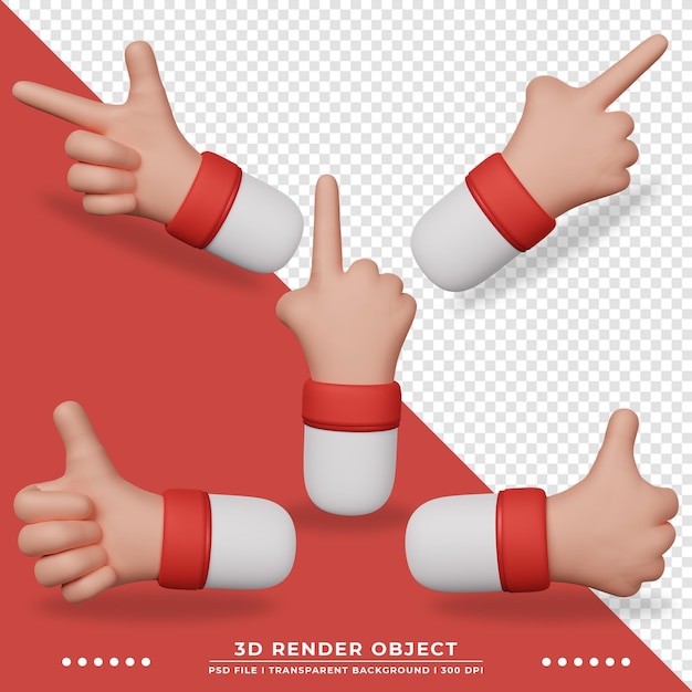 PSD collection de gestes de la main de dessin animé 3d