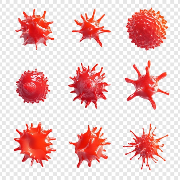 Une collection de globules rouges 3D de différentes formes et tailles