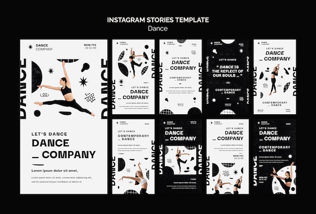 PSD collection d'histoires instagram de cours de danse