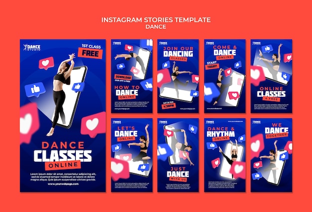 Collection d'histoires instagram de cours de danse