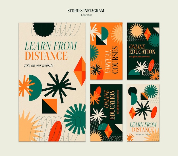 Collection D'histoires Instagram D'éducation En Ligne