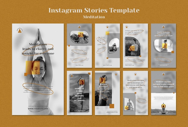 PSD collection d'histoires instagram de mode de vie de méditation