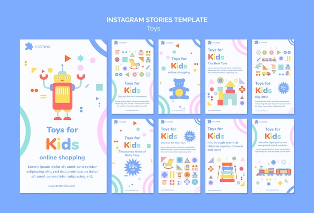 Collection d'histoires Instagram pour les achats de jouets pour enfants en ligne