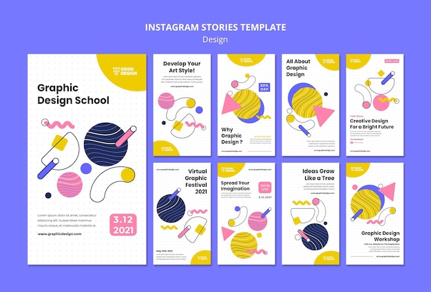 PSD collection d'histoires instagram pour la conception graphique