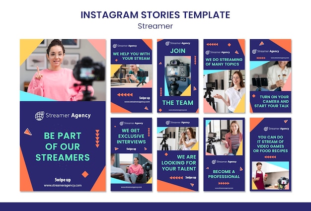 PSD collection d'histoires instagram pour diffuser du contenu en ligne