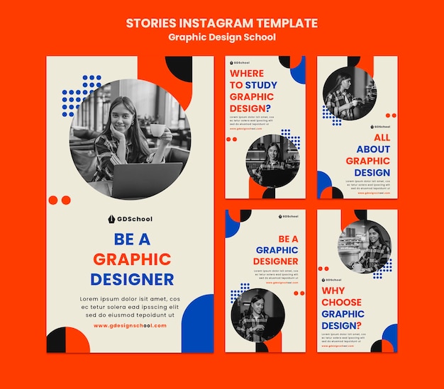 Collection D'histoires Instagram Pour L'école De Design Graphique