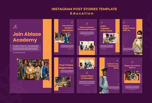 PSD collection d'histoires instagram pour l'enseignement universitaire