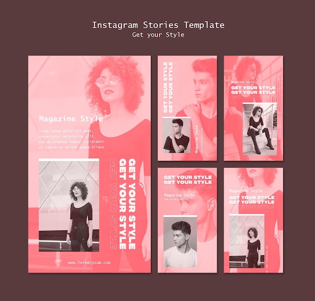 PSD collection d'histoires instagram pour un magazine de style électronique