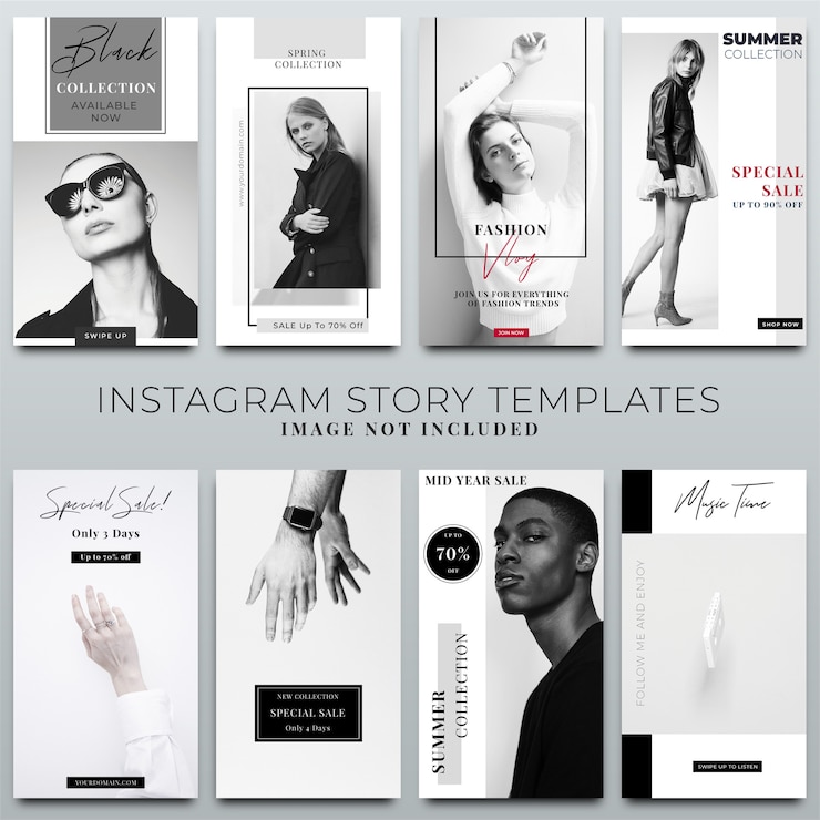 PSD collection d&#39;histoires instagram pour un modèle de média social