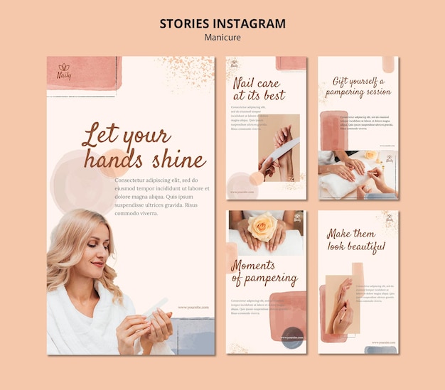 Collection d'histoires Instagram pour salon de manucure