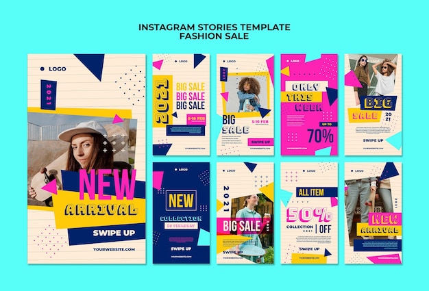Collection d'histoires Instagram pour la vente de mode