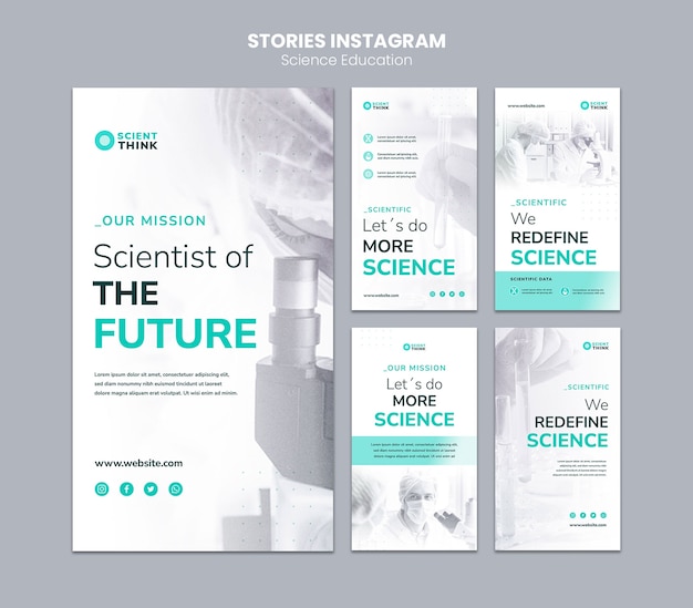 PSD collection d'histoires instagram de recherche scientifique