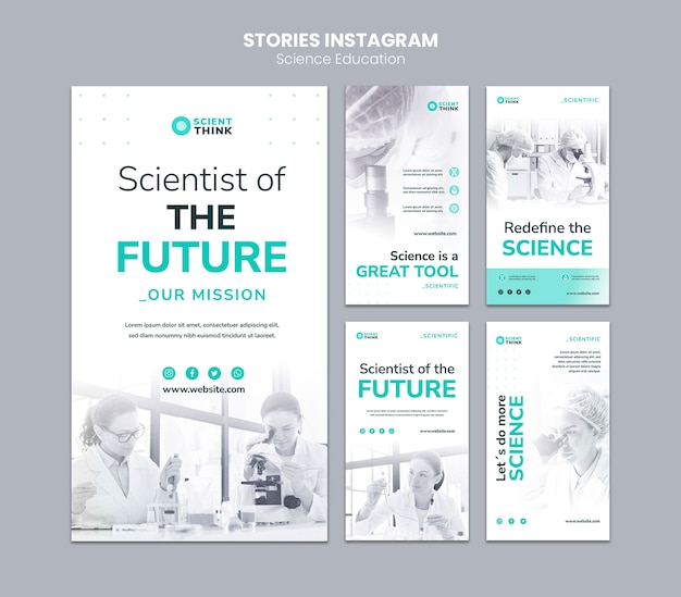 Collection d'histoires instagram de recherche scientifique