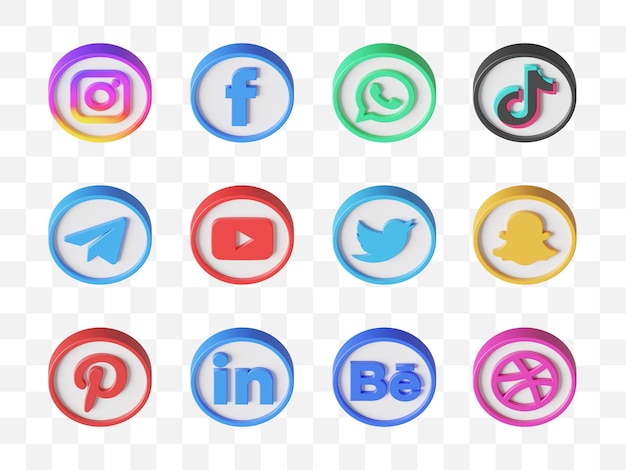 La collection d'icônes des médias sociaux en 3D