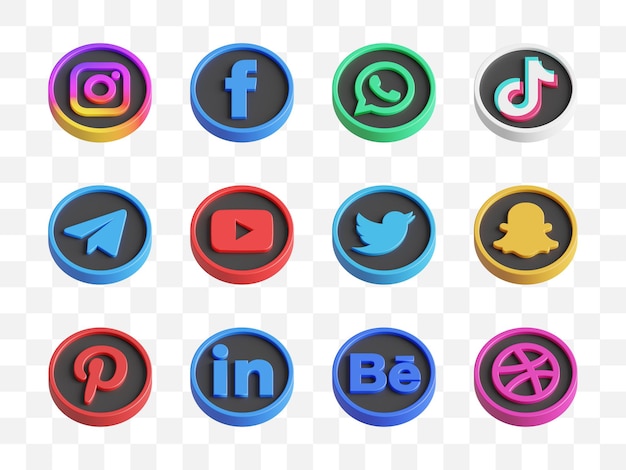 La collection d'icônes des médias sociaux en 3D