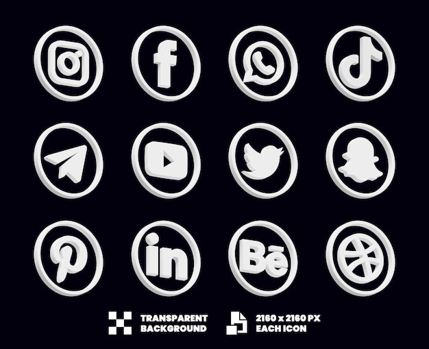 Collection d'icônes de médias sociaux 3D