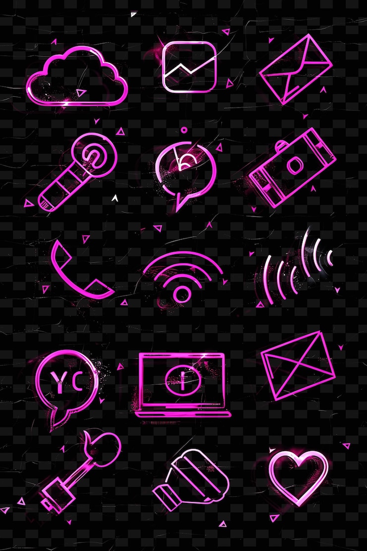 PSD collection d'icônes de médias sociaux avec un ensemble de style arcane de 8 bits png iconic y2k shape art décoratif