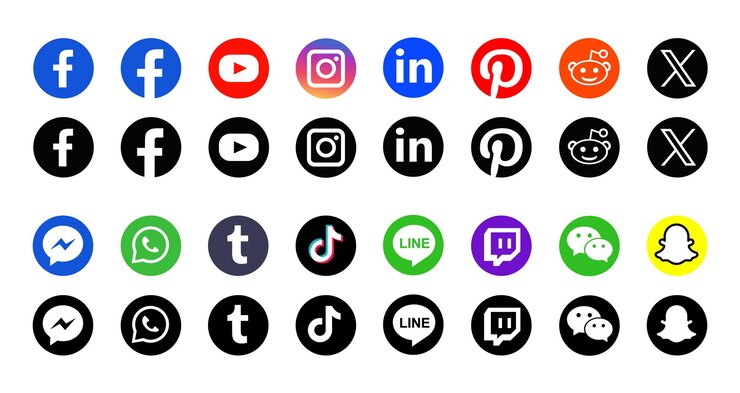 PSD une collection d'icônes médias sociaux
