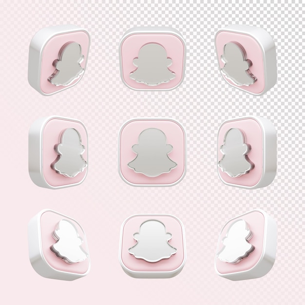 Collection D'icônes Snapchat De Rendu 3d