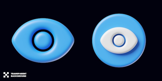 PSD collection d'icônes de vue de visibilité des yeux dans le rendu 3d