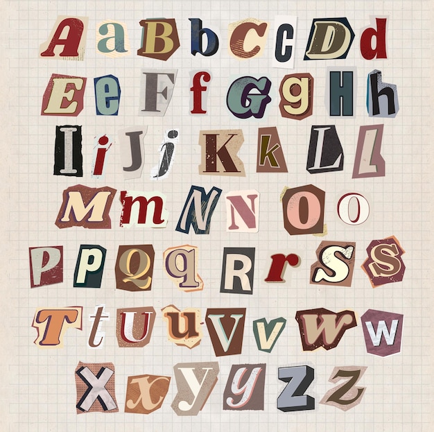 Collection de lettres de rançon sur papier