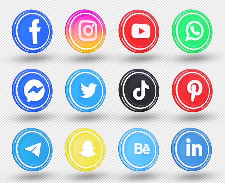 PSD collection de logo de médias sociaux icônes de médias sociaux 3d