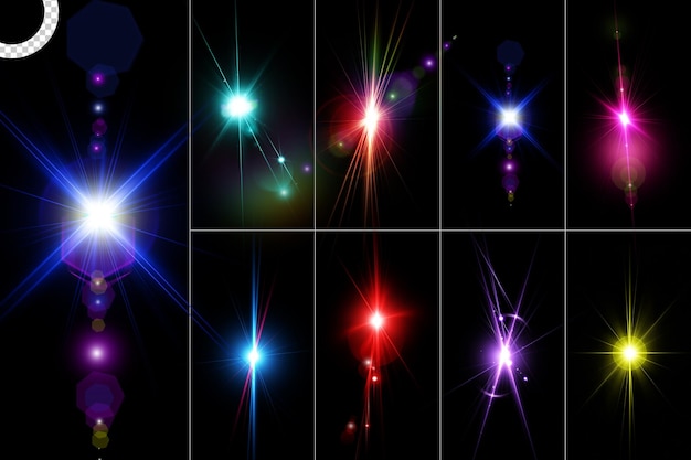 Collection de lumière parasite colorée brillante transparente