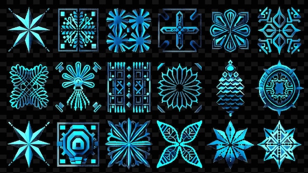 PSD une collection de lumières bleues avec un motif de papillons