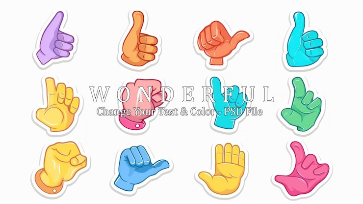 PSD collection de mains de dessins animés