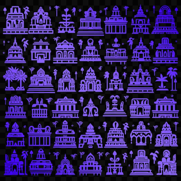 PSD une collection de maisons bleues et violettes dans la ville de londres