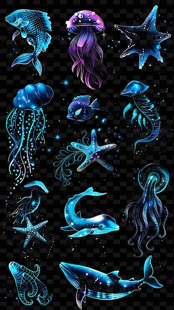 Une Collection De Méduses Et D'étoiles De Mer