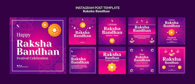 Collection De Messages Instagram Dégradé Raksha Bandhan Avec Des Mandalas