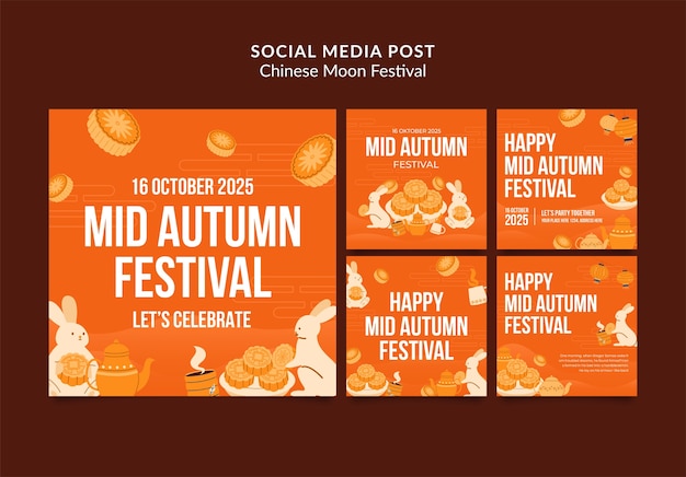 PSD collection de messages instagram pour la célébration du festival de la mi-automne