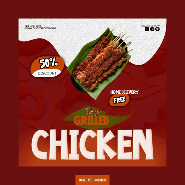 Collection De Messages Instagram Pour Plat De Poulet Grillé Psd Gratuite