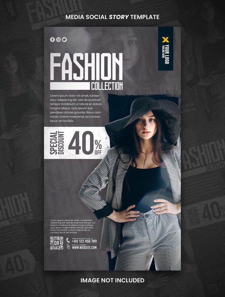 PSD collection de mode à la mode avec une remise limitée media social story post template
