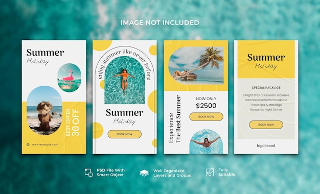PSD collection de modèles d'histoires instagram de vacances de voyage d'été