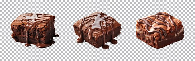 PSD collection de morceaux de délicieux brownies au chocolat isolés sur un fond transparent