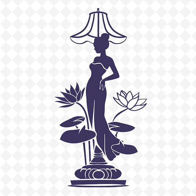 PSD collection de motifs de décoration inspirés de l'art nouveau avec silhouette féminine et illustration