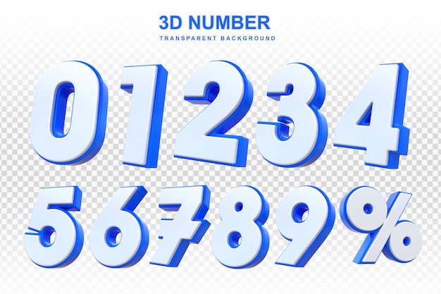 Collection de nombres bleus 3D
