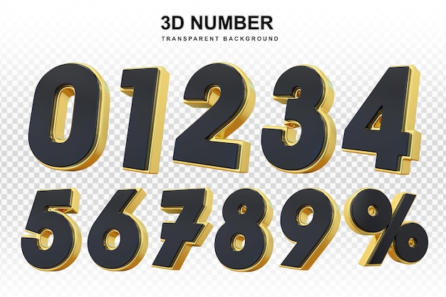 PSD collection de nombres d'or en 3d