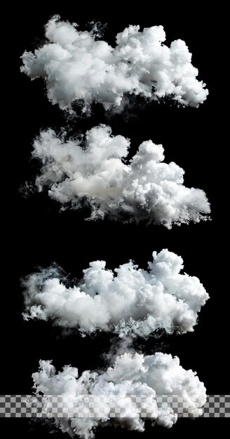 PSD une collection de nuages réalistes sur un fond transparent