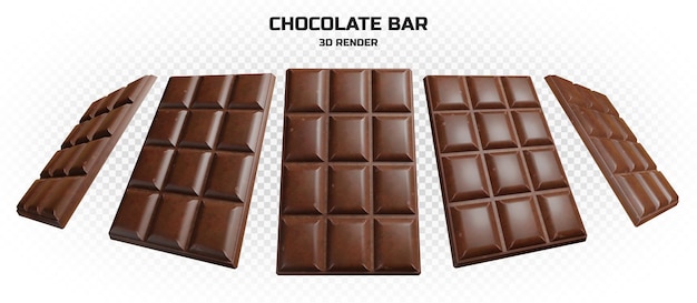 collection of 3d render chocolate bar in high resolution with many perspectives