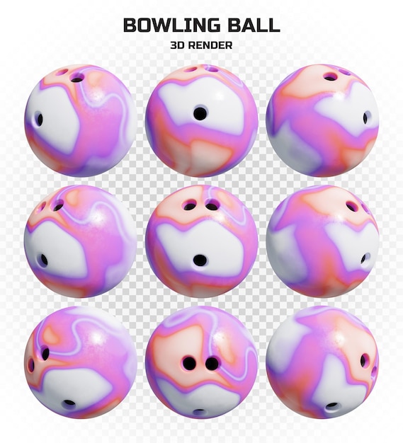collection of 3d render marble swirl bowling balls in high resolution with many perspectives