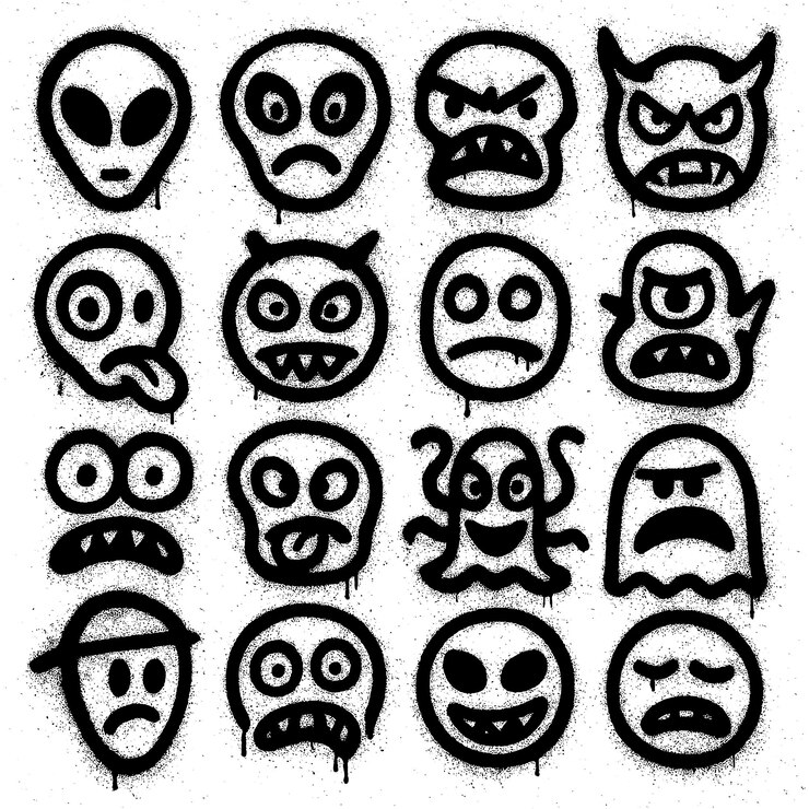 PSD collection of cartoon monster faces and alien heads