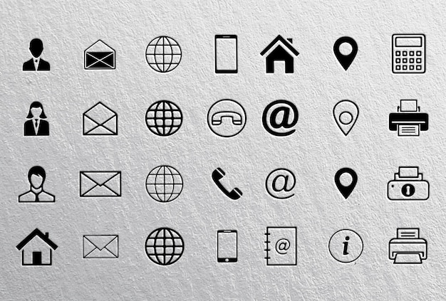 Collection of contact and communication icons for business and online profiles