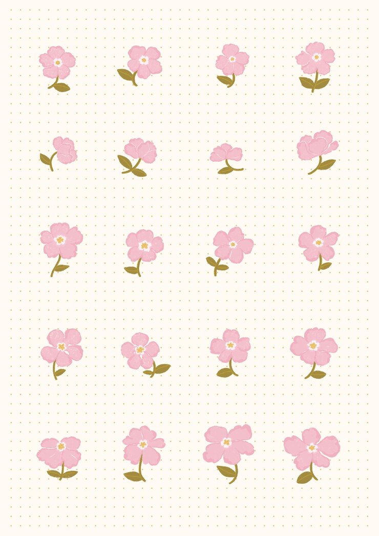 PSD collection of cute pink flower stickers
